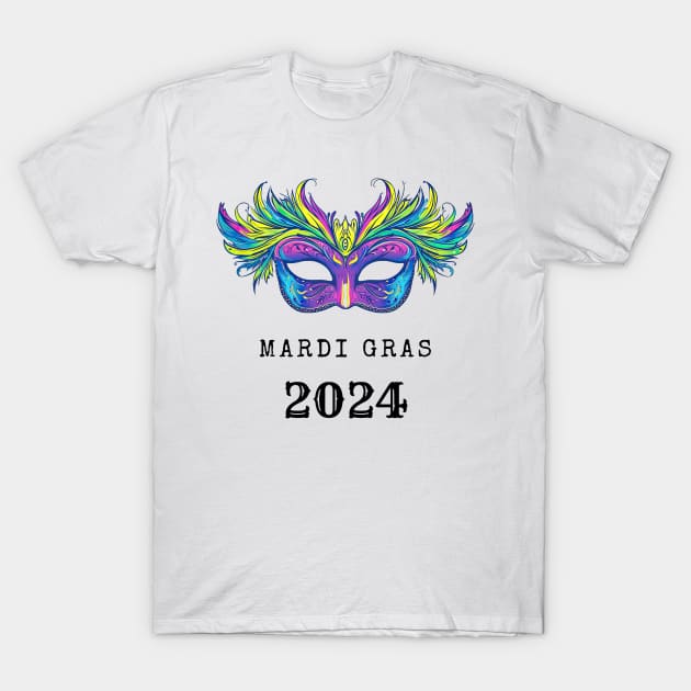 2024 Mardi Gras Fat Tuesday Masquerade T-Shirt by ninistreasuretrove